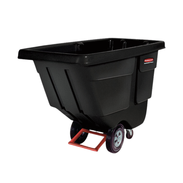 Rubbermaid Rotomolded 850LB Tolt Truck Black, 1 Cubic Yard