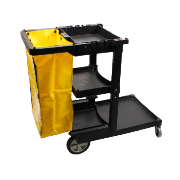 JANITOR CART 3 SHELF BLACK